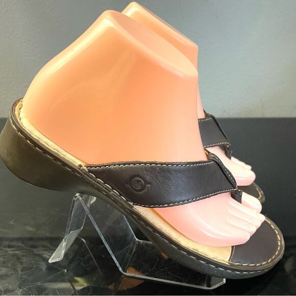 BORN Thong Brown Leather Women’s Sandals Shoes 8 Medium - Picture 6 of 12